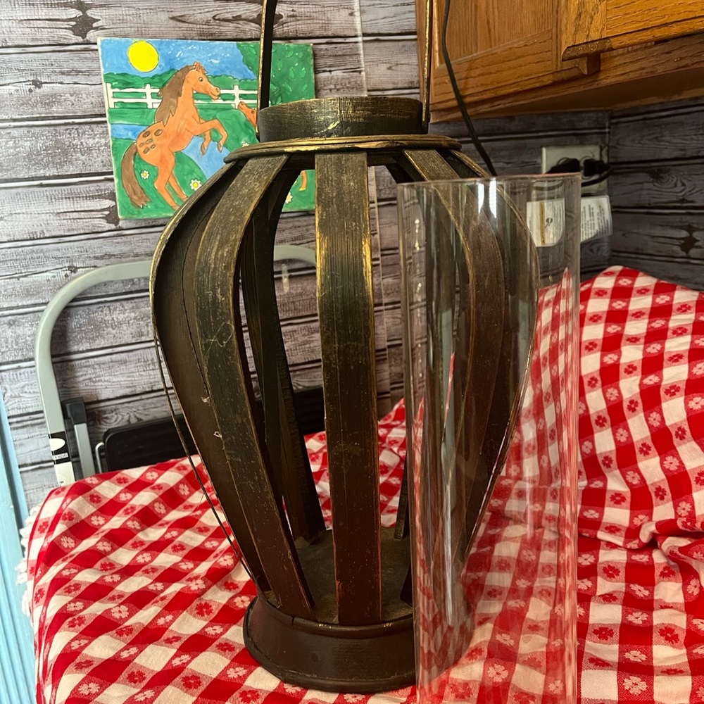 Decorative Black & Gold Lantern Candle Holder - Home Accents